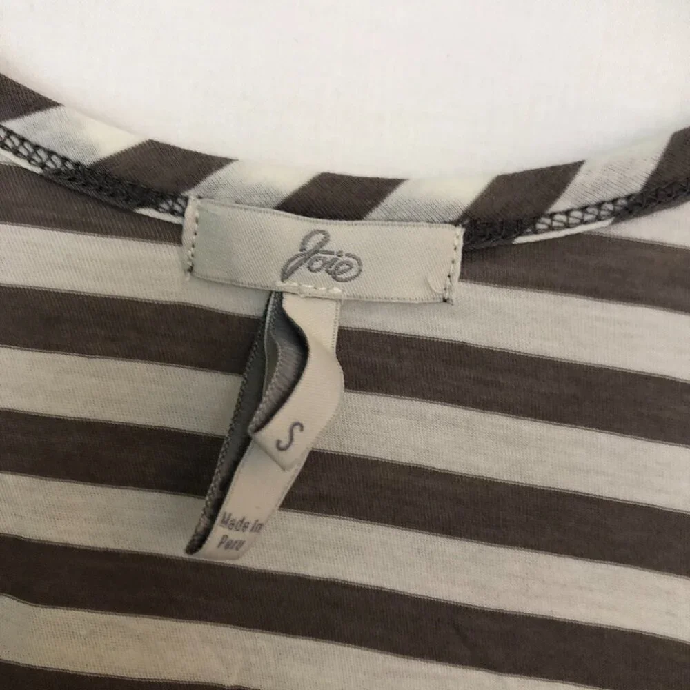 JOIE Scout Tank Gray White Striped Pima Cotton Top 100% Pima Cotton Sleeveless S - Picture 7 of 9